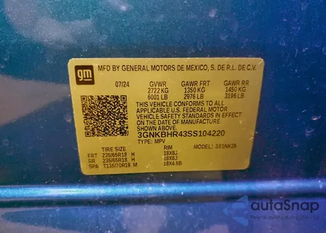 2025 Chevrolet Blazer 2Lt z USA, uszkodzony, nr VIN 3GNKBHR43SS104220